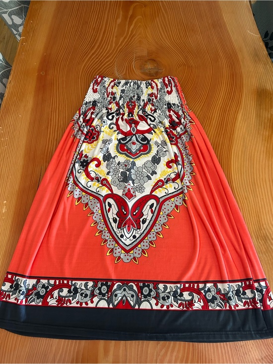 Dresses & Skirts - Women's Coral Printed Smocked Strapless Dress or Skirt